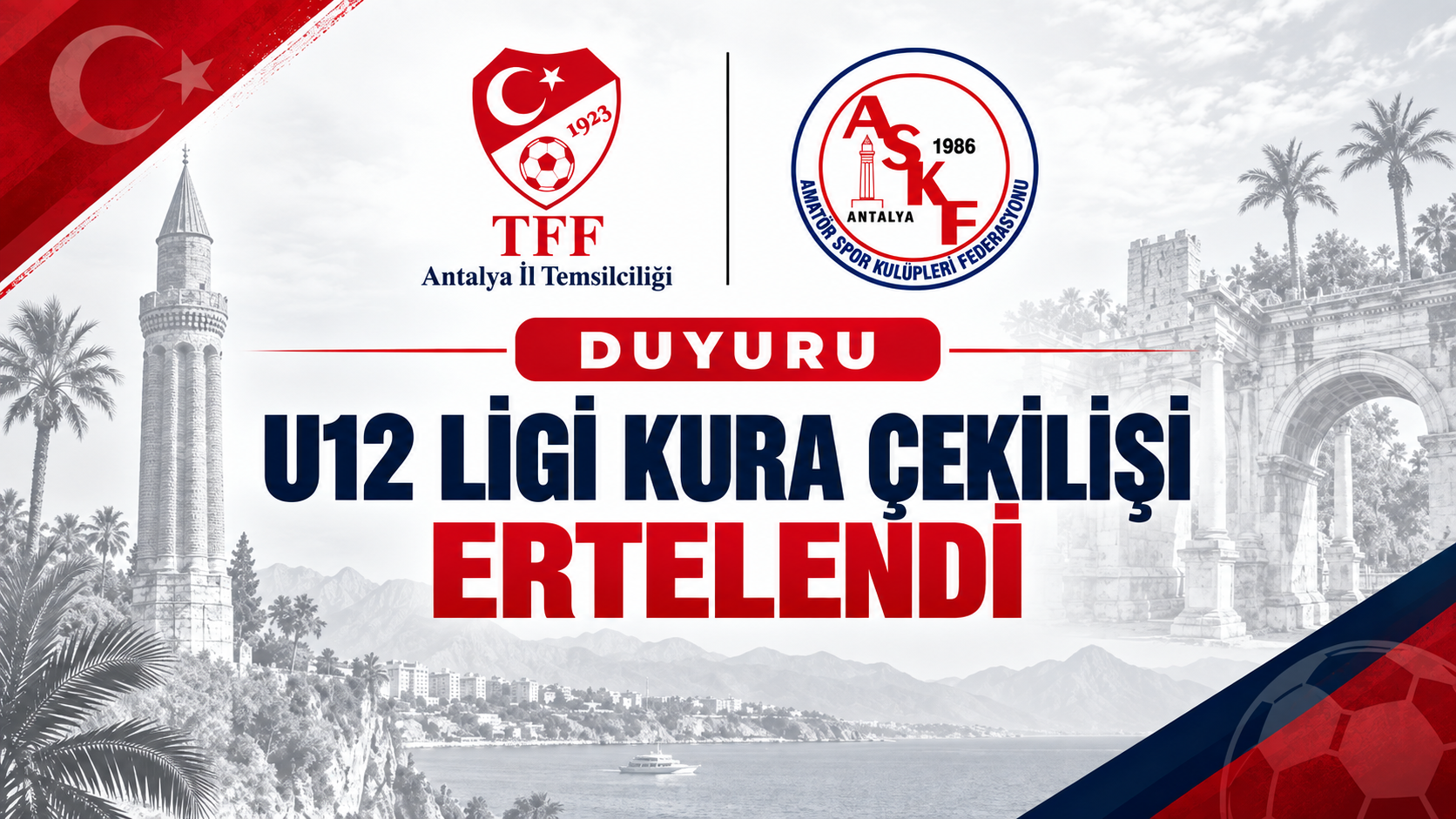 U12 LİGİ KURA ÇEKİLİŞİ İLERİ TARİHE ERTELENMİŞTİR.